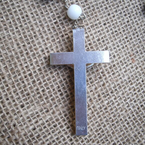 Handmade Crucifix Rosary Cats Eye Beads St Francis - Picture 10 of 12